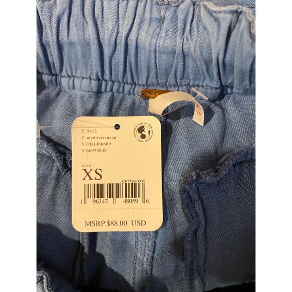 Free People XS Mediterranean Blue Off Shore Utility Drawstring Pocket Short - Picture 6 of 6